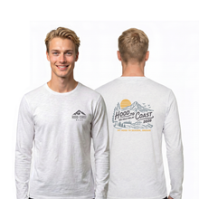 Load image into Gallery viewer, Unisex Lifestyle Long Sleeve - Heather White - Mountain Script