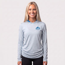 Load image into Gallery viewer, Women's HTC Performance Hoody, UPF 40 - Light Blue Rotary