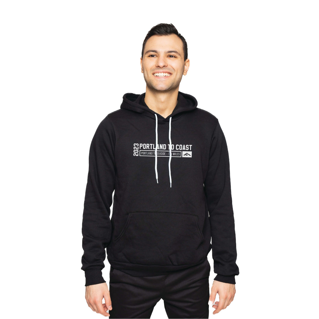 Portland to Coast -Coastal Pullover Hoody -Black - PTC Horizontal Design