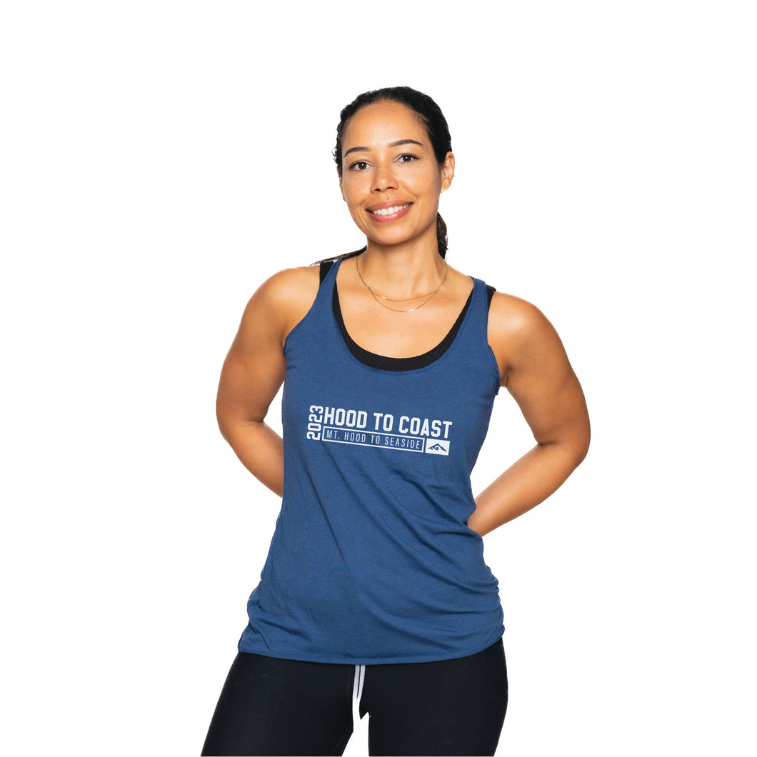 Women's Heather Blue Racerback Tank - Horizontal Design