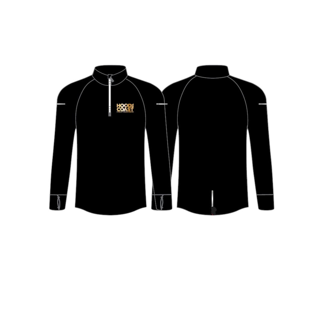 Women's  Quarter Zip-  Black with Metallic Gold Print