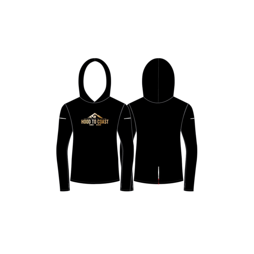 Women's Base Layer Hoody -  Black with Metallic Gold Print