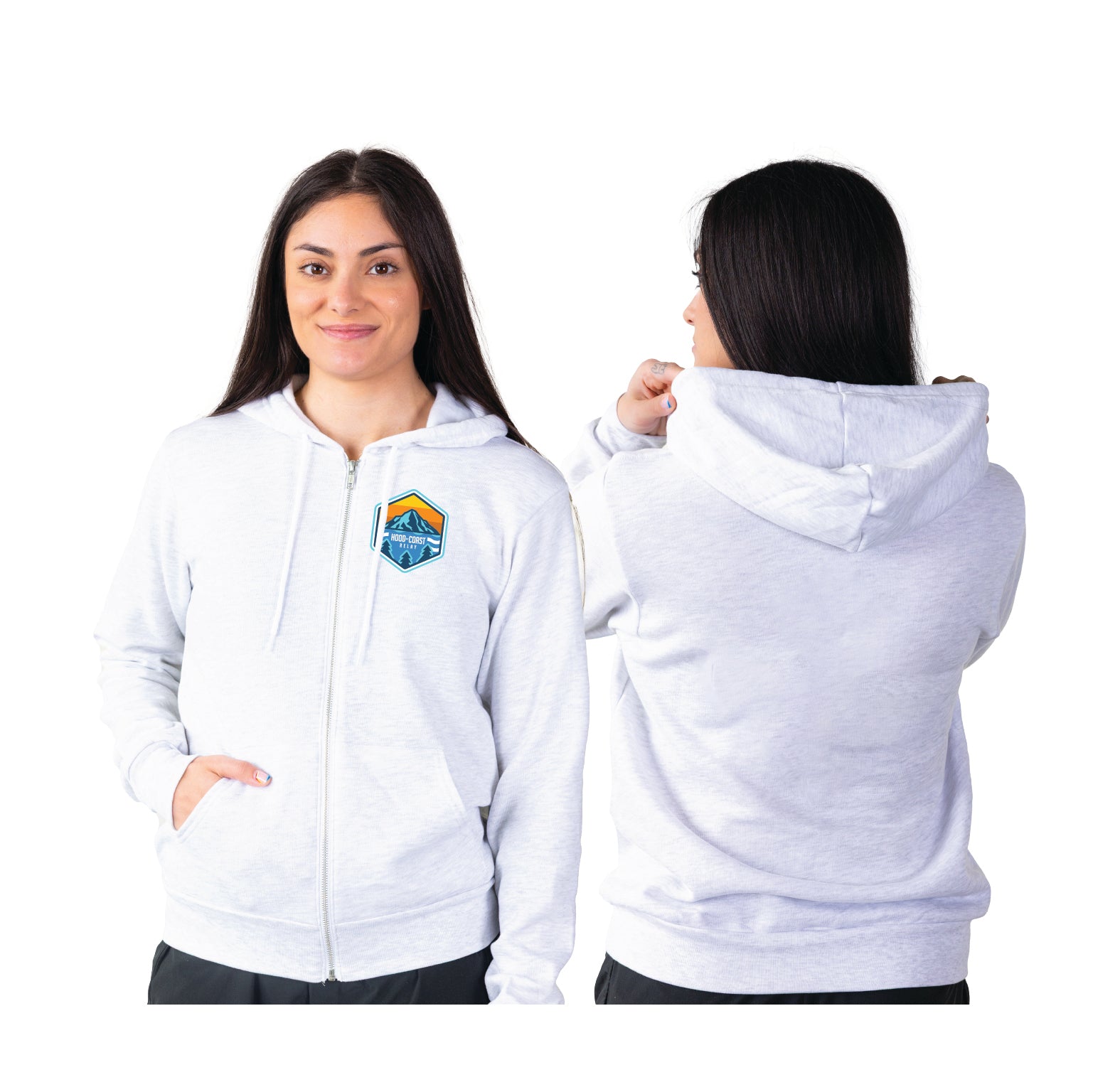 Unisex Full-Zip Hoody - Ash - Embroidered Patch – ShopHoodToCoast