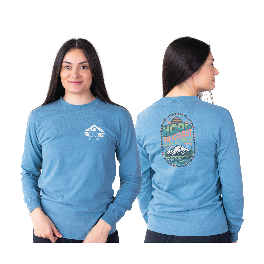 Unisex Long Sleeve Tee - Deep Teal - Oval