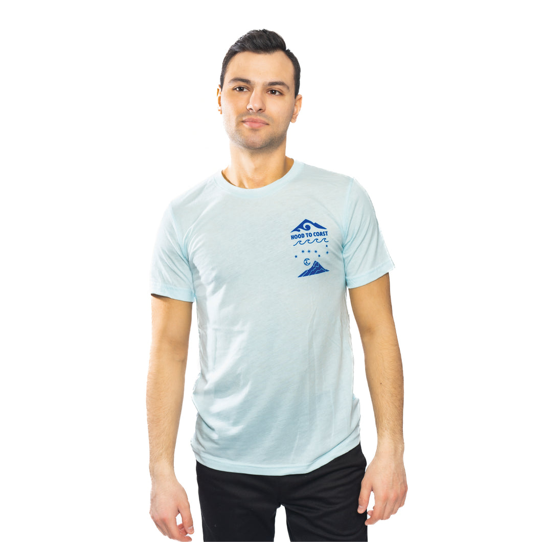 Skyline Short Sleeve Tri Blend Tee- Ice Blue- Stacked Logo