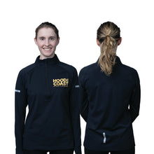Load image into Gallery viewer, Women's Quarter Zip - Black with Metallic Gold Print
