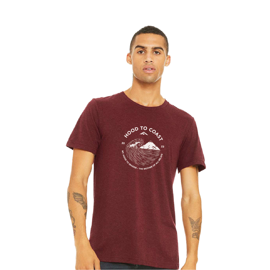 Skyline Short Sleeve Tri Blend Tee - Cardinal- Wave