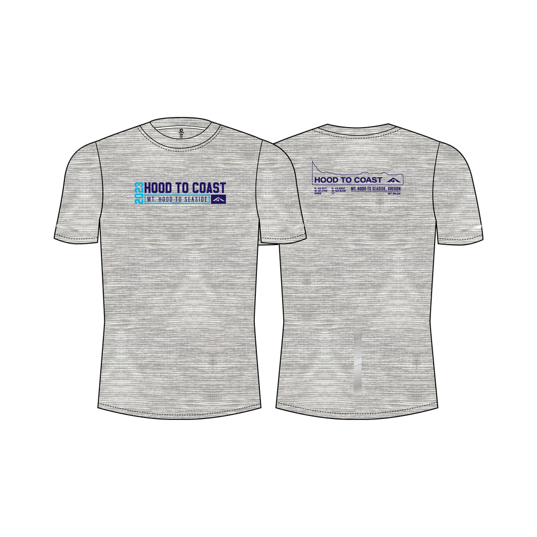 Men's Reflective Short Sleeve Performance Tee- Grey Stripe