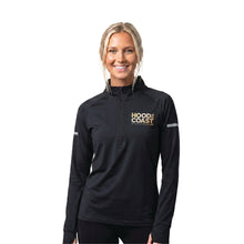 Load image into Gallery viewer, Women's Quarter Zip - Black with Metallic Gold Print

