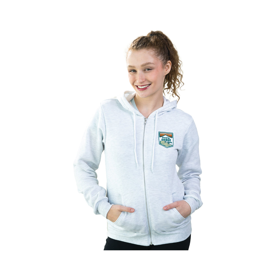 Unisex Coastal Full Zip Hoody - Ash White