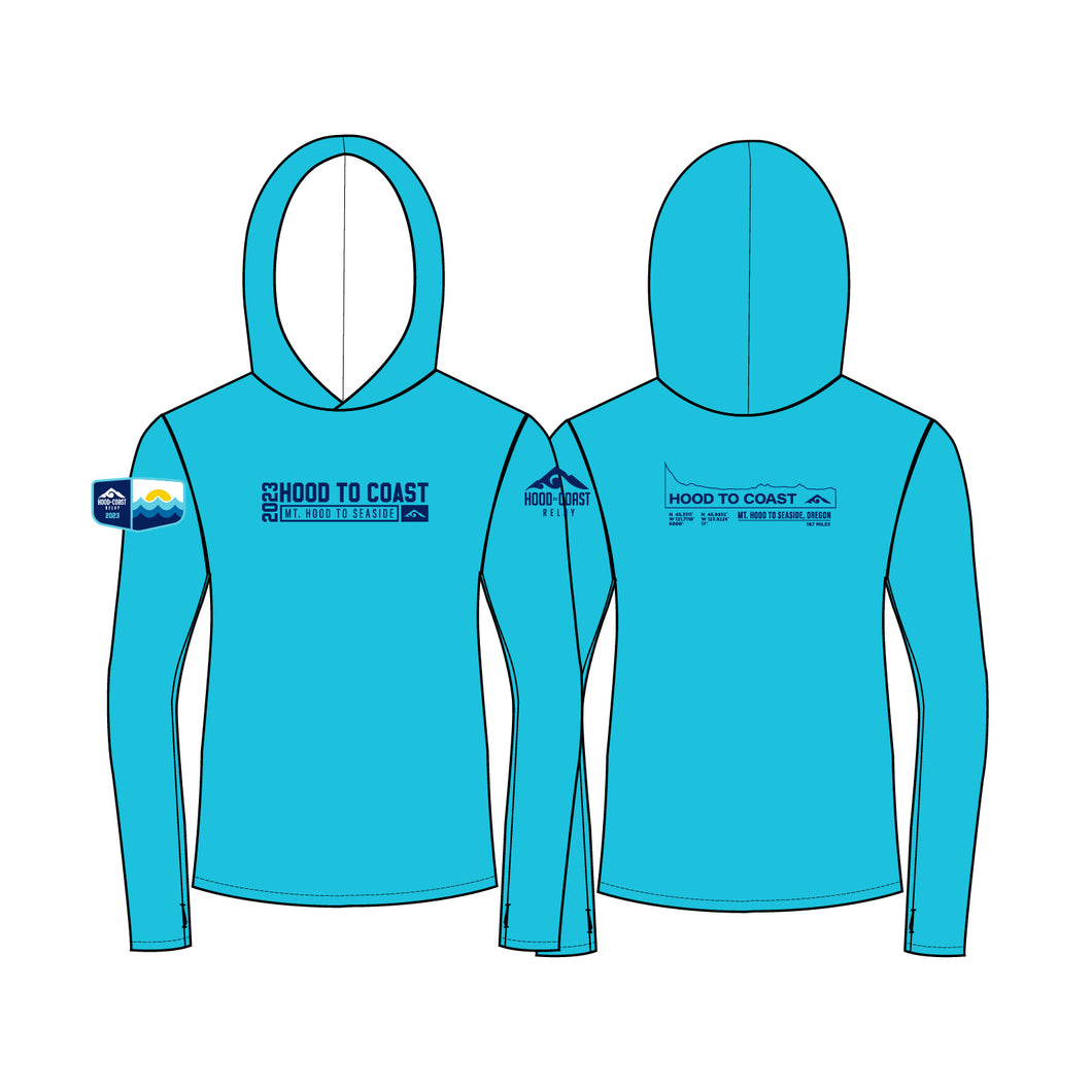 Women's Lagoon Performance Base Layer Hoody- Hawaiian Blue