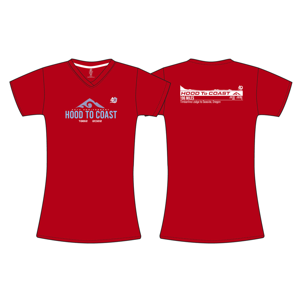 Women's Short Sleeve Performance Tee- Red HTC