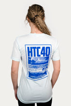 Load image into Gallery viewer, White Tri-Blend Tee -40th Anniversary Mountain &amp; Beach -HTC 40 Logo

