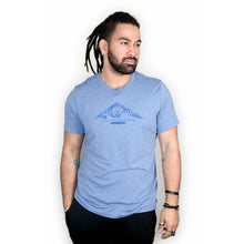 Load image into Gallery viewer, Denim Blue Tri-blend Tee -Hood to Coast Topo Logo
