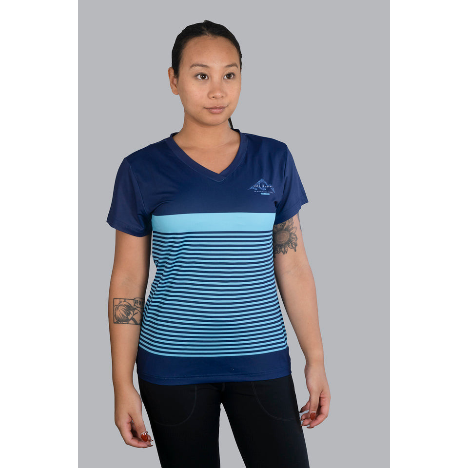 Women's Short Sleeve Performance Tee-Mountain Stripes Sublimated