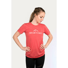 Load image into Gallery viewer, PTC Red Color Tri-Blend Tee -Portland to Coast Wave Logo
